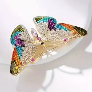 Colorful Rhinestone Butterfly Brooch